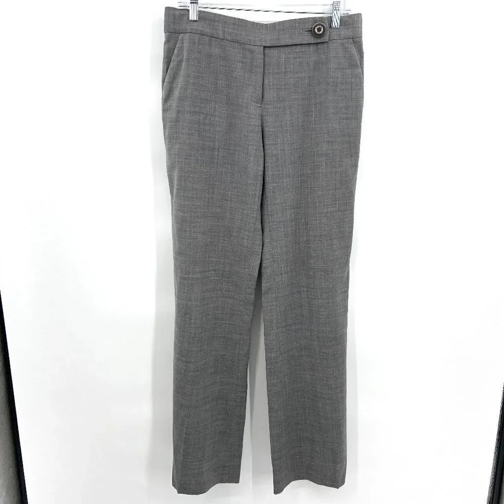 TORY BURCH Gray Wide Leg Button Detail High Rise Trouser Dress Pants